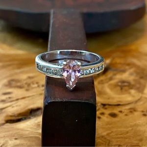 Faux pink sapphire and diamond ring